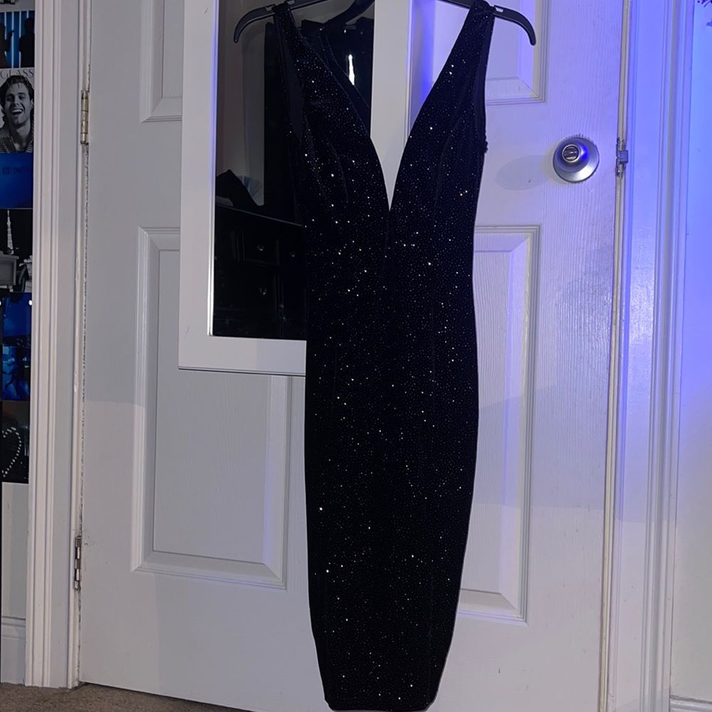 Black Stardust Velvet midi dress